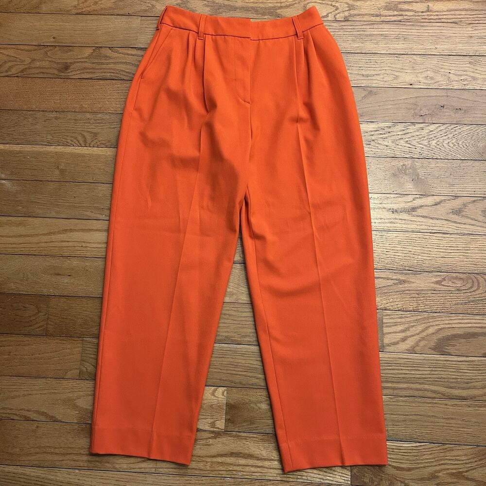 Samsoe Samsoe Meme Trousers Orange Pleated Wide Leg Pants Medium
